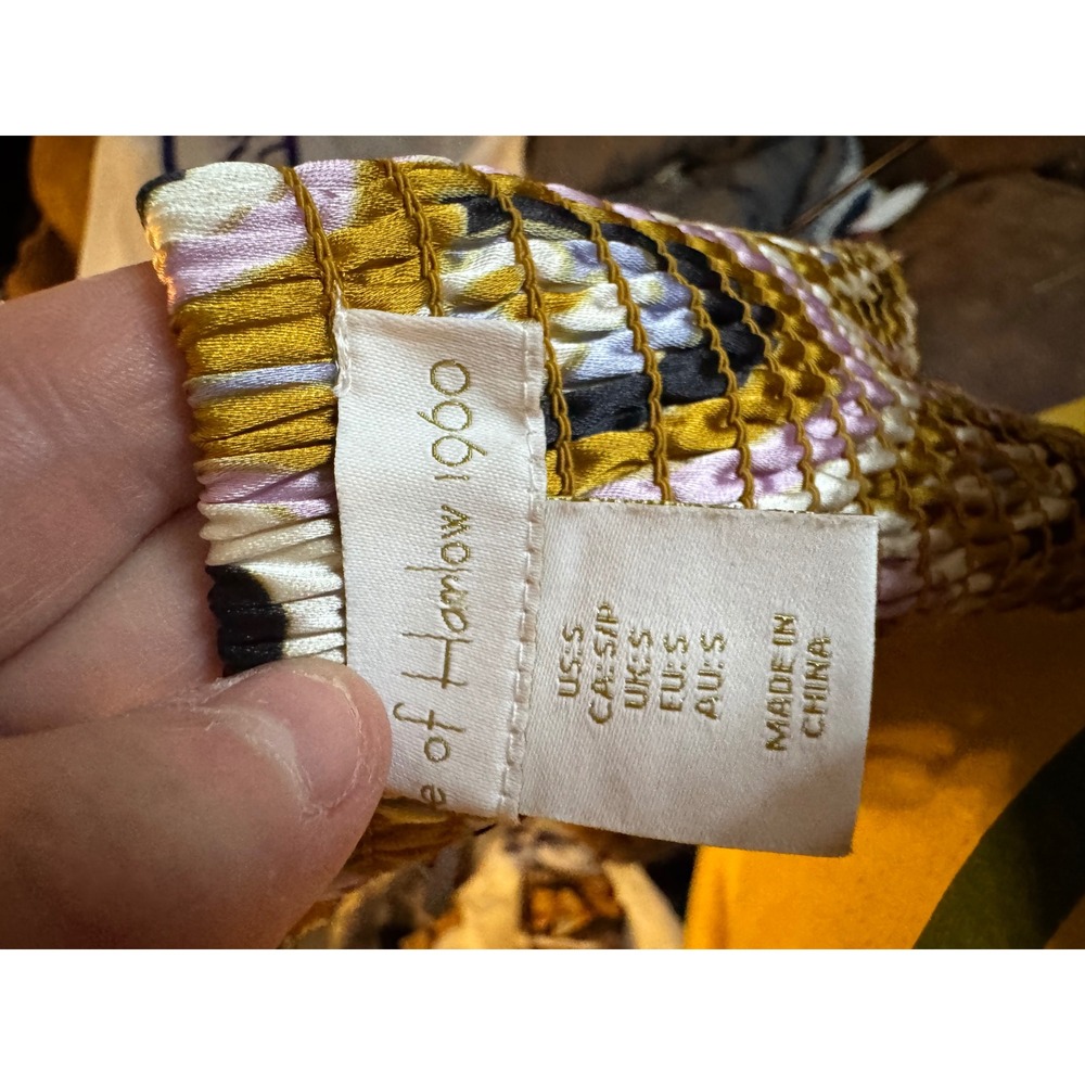 House of Harlow 1960 Retro Geometric Print Satin Crop Top Mustard Lavender Small - Picture 5 of 6
